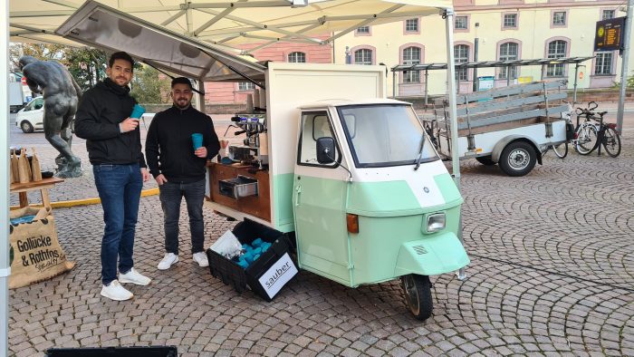 Kaffebar Zwei Heiner mit FairCup Auf Dem Darmstädter Wochenmarkt Darmstadt Nachhaltigkeit Mehrweg