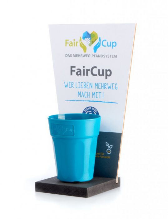 Thekenaufsteller FairCup Mehrweg Darmstadt