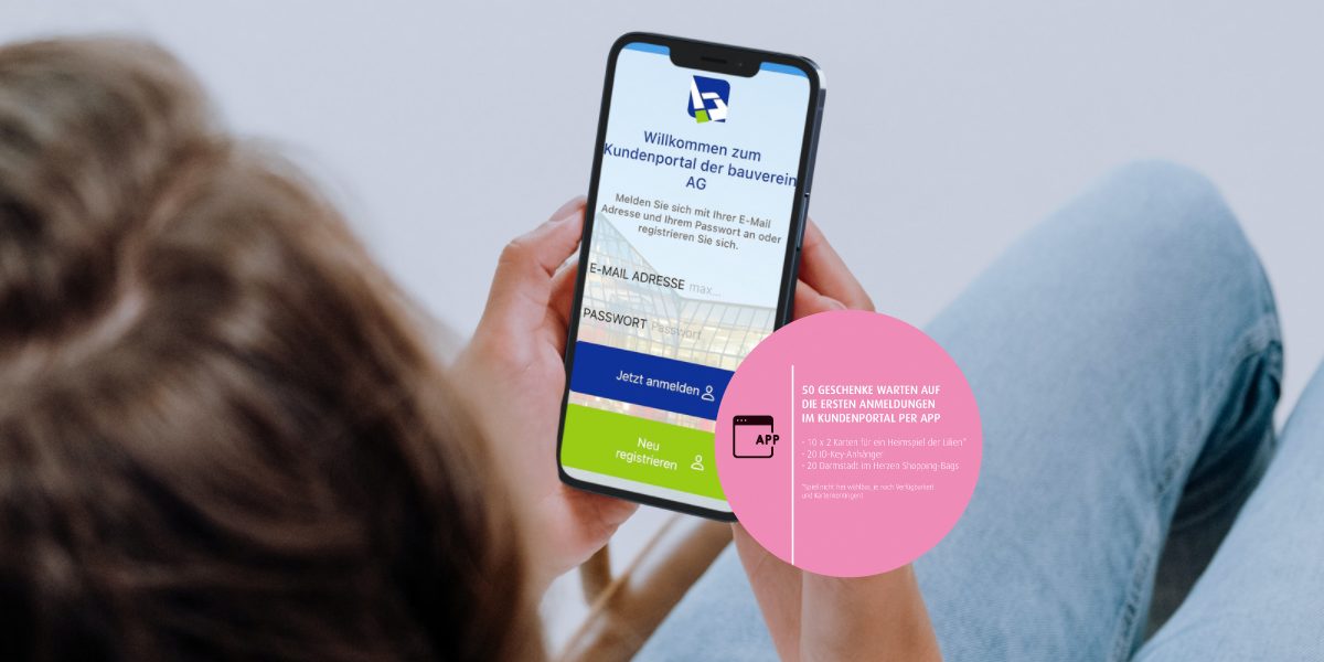 Header Bild Kundenportal der bauverein AG zieht in die „Darmstadt im Herzen“-App