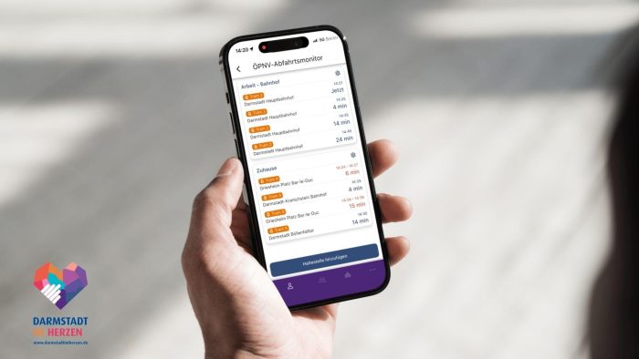 Neue Funktion für Nahverkehr: „Darmstadt im Herzen“-App erweitert